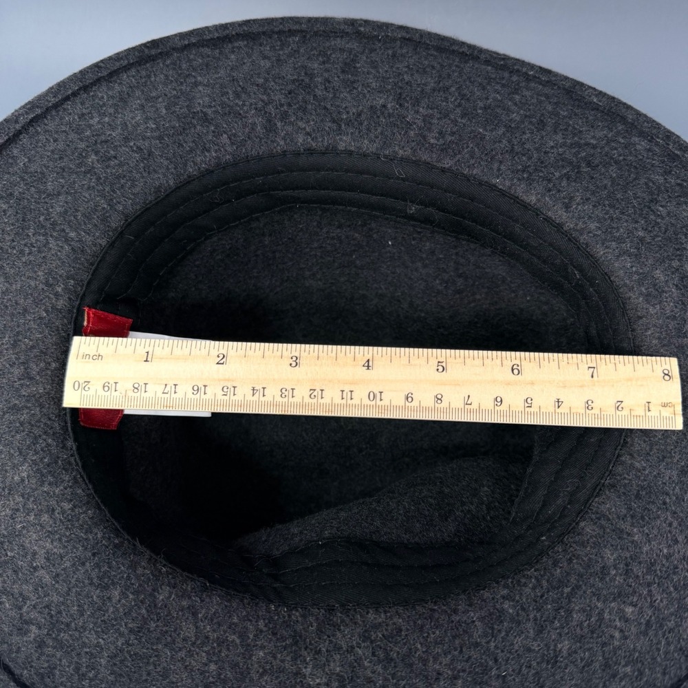 Biltmore 1917 Mens Wool Fedora Hat Charcoal Grey Medium Grosgrain Ribbon Band - Picture 14 of 16